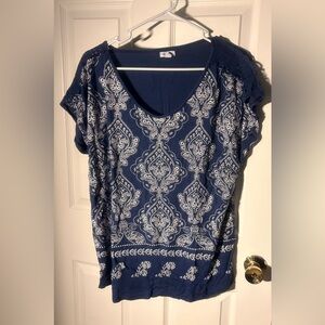 Westport Navy and White Paisley Blouse